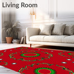 Red Floral Pattern Mandala Design Rug