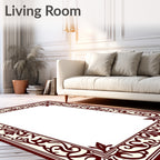 Ornate Flourish Red Ivory Pattern Rug