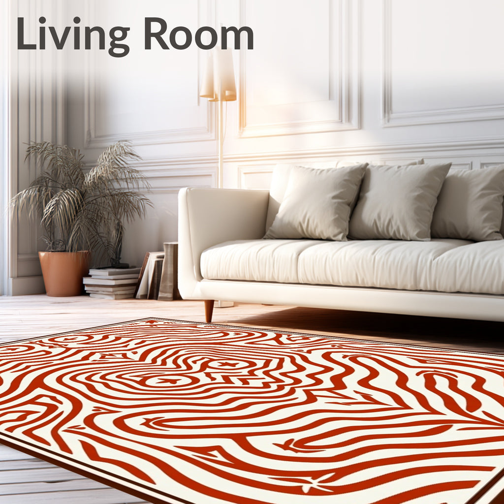 Abstract Red Swirls Face Design Rug