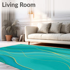 Oceanic Swirls With Gold Strands Rug
