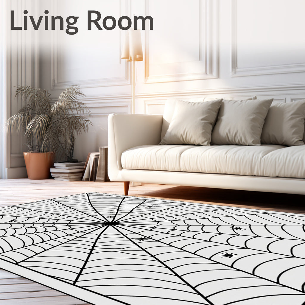 Black Spiderweb With 6 Spiders Rug