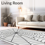 Black Spiderweb With 6 Spiders Rug
