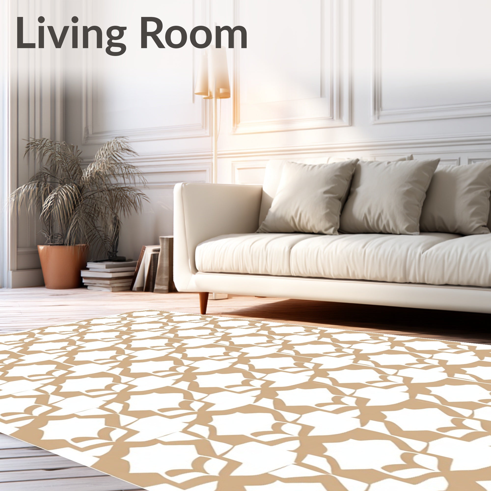 Geometric Abstract Tan Print Rug