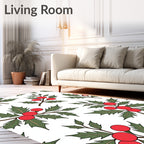 Red Berry Leafy Holiday Pattern Rug