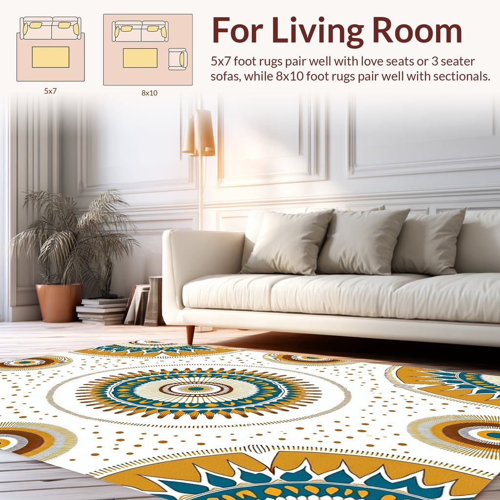 Sunburst Mandala Pattern Pillow Rug