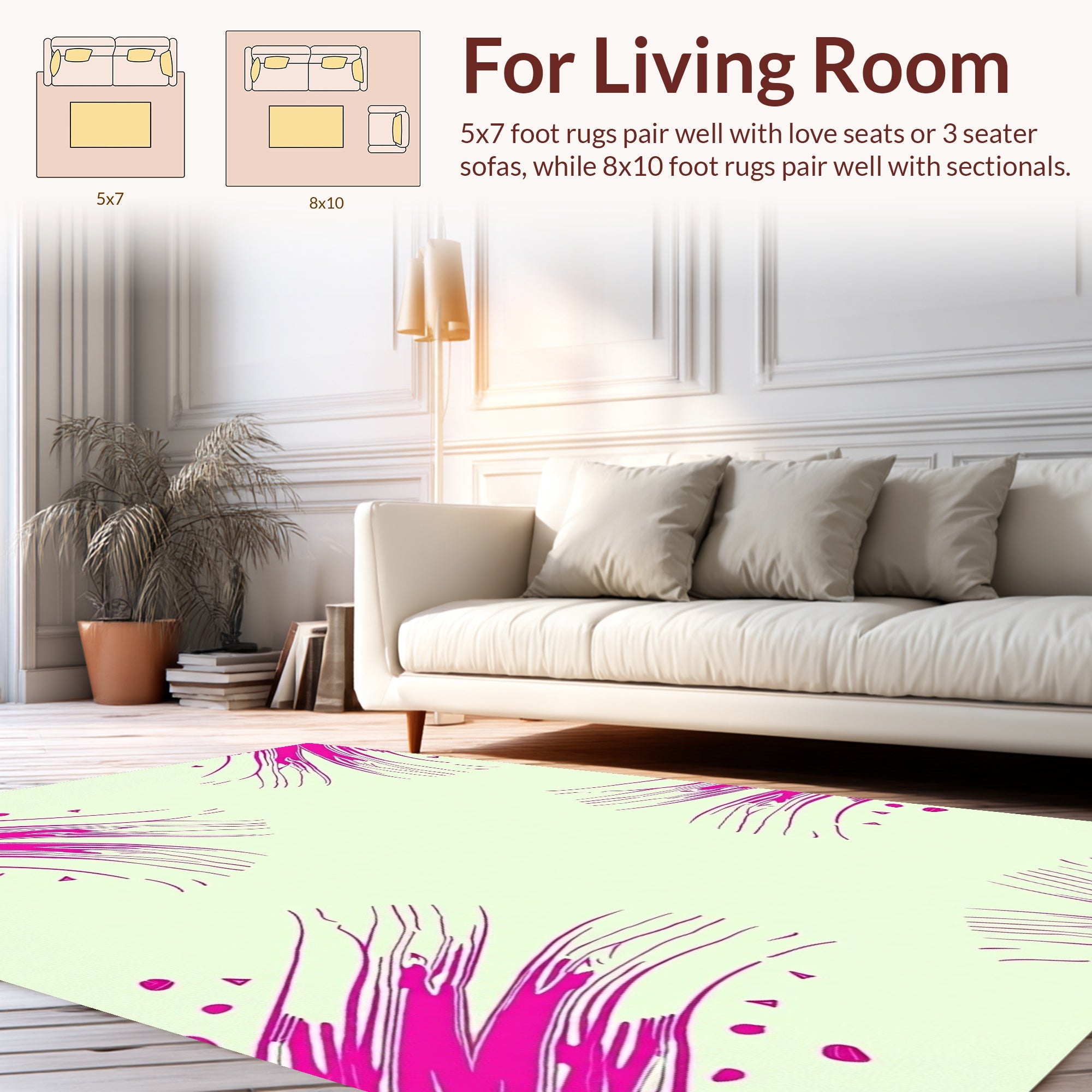Abstract Pink Brush Stroke Pattern Rug