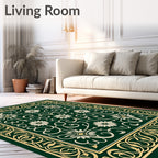 Ornate Floral Vine Border Design Rug