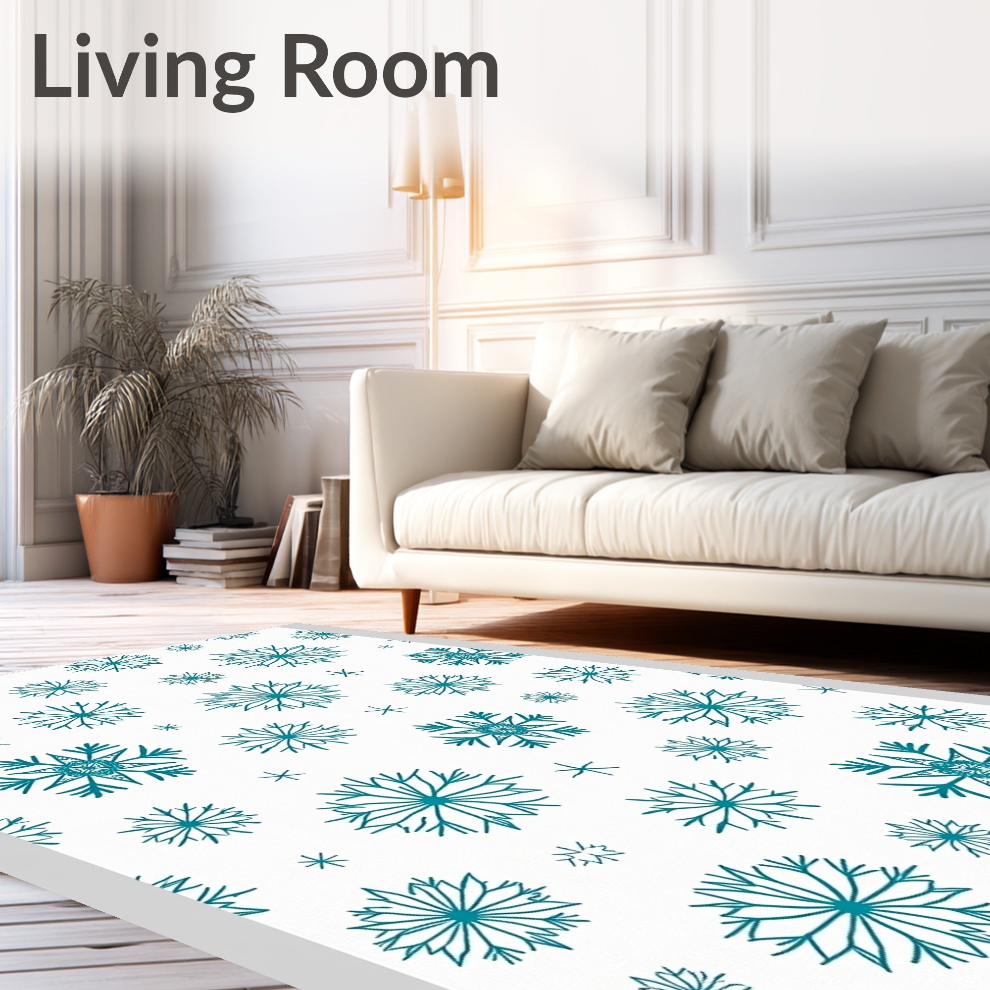 Teal Snowflake Scatter Rug