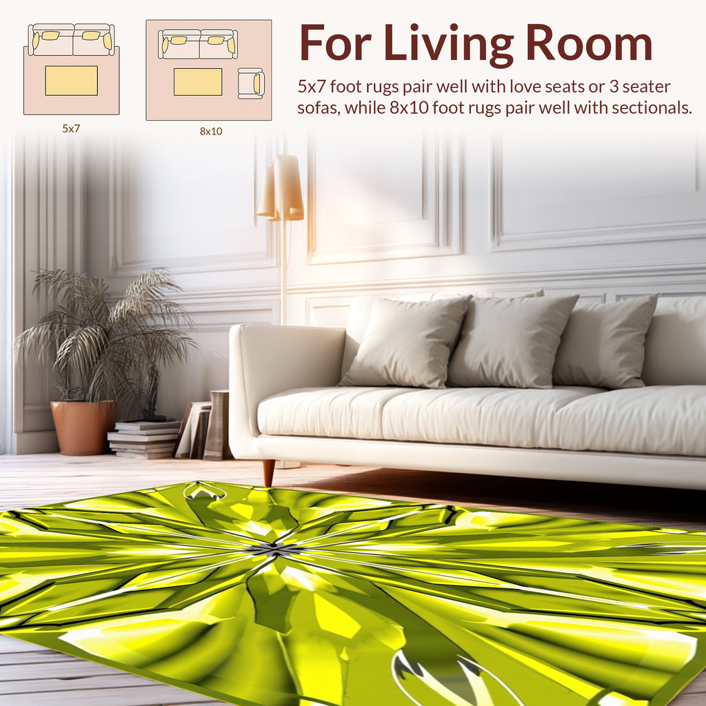 Radiant Yellow Faceted Geometric Design Rug