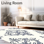 Ornate Vintage Scrollwork Pattern Rug