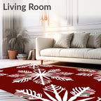 Winter White Snowflake Pattern Rug