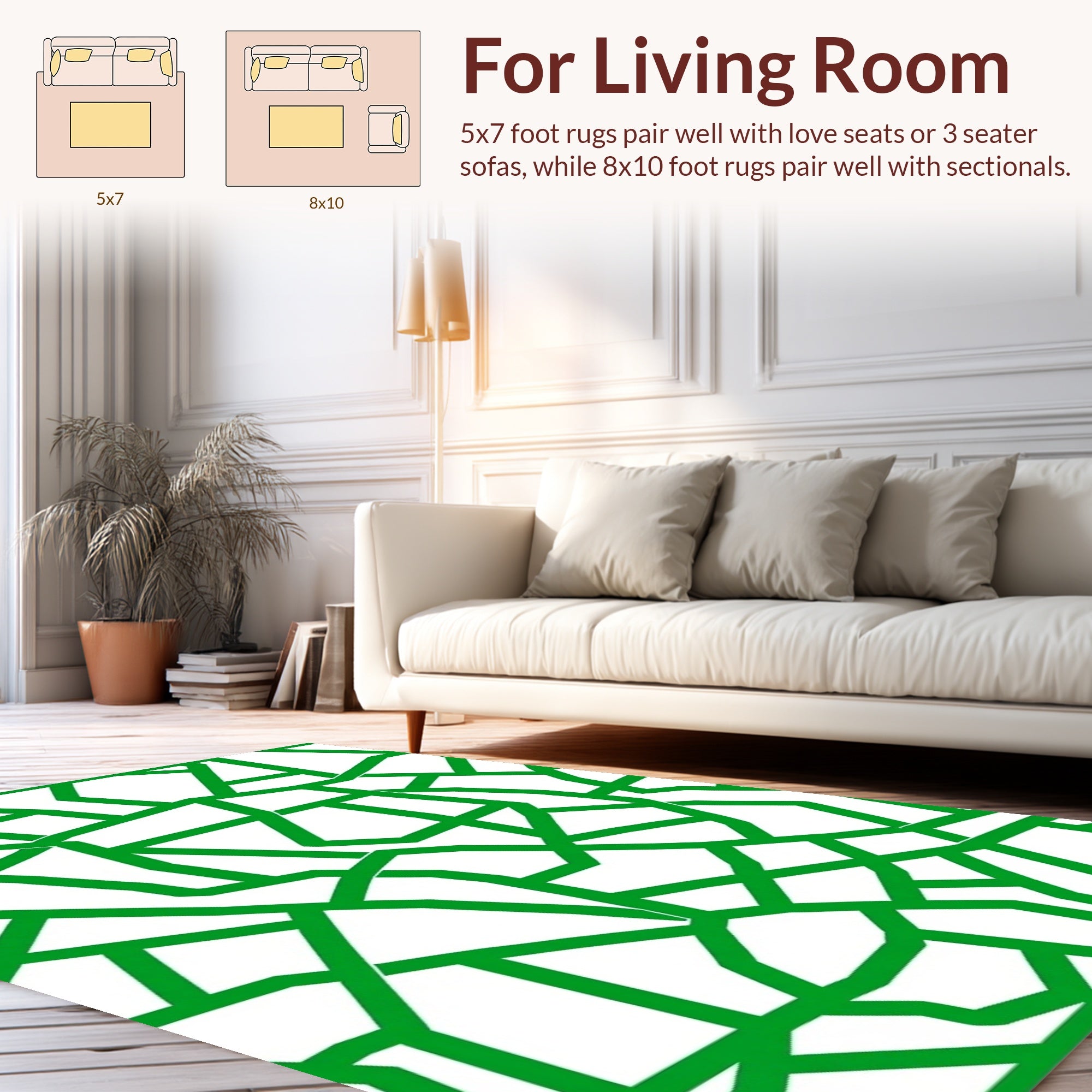Green Abstract Geometric Lines Rug