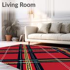 Red Yellow And Black Plaid Pattern Rug