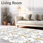 Ornate Gold Gray Floral Damask Rug