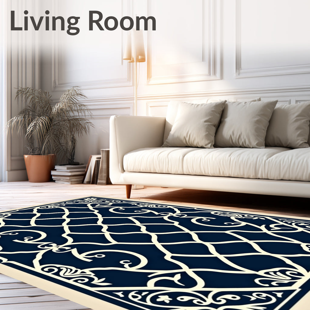 Ornate Lattice Floral Pattern Rug