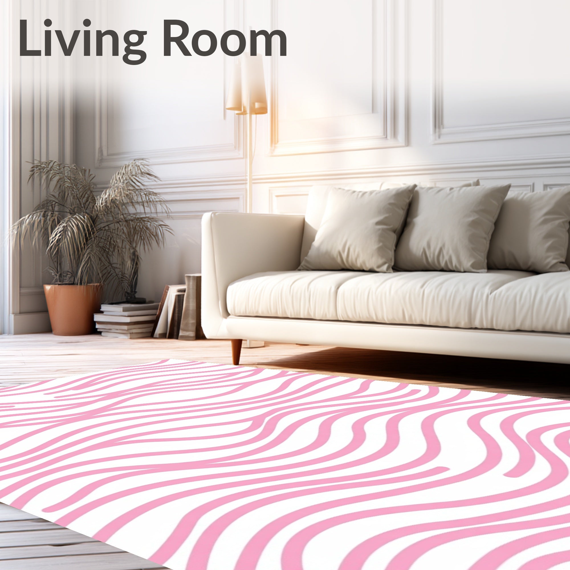 Pretty Pink Wavy Stripe Design Rug