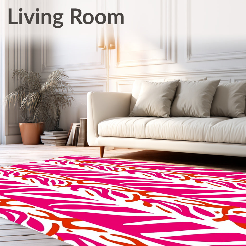 Bold Pink Orange Striped Pattern Rug