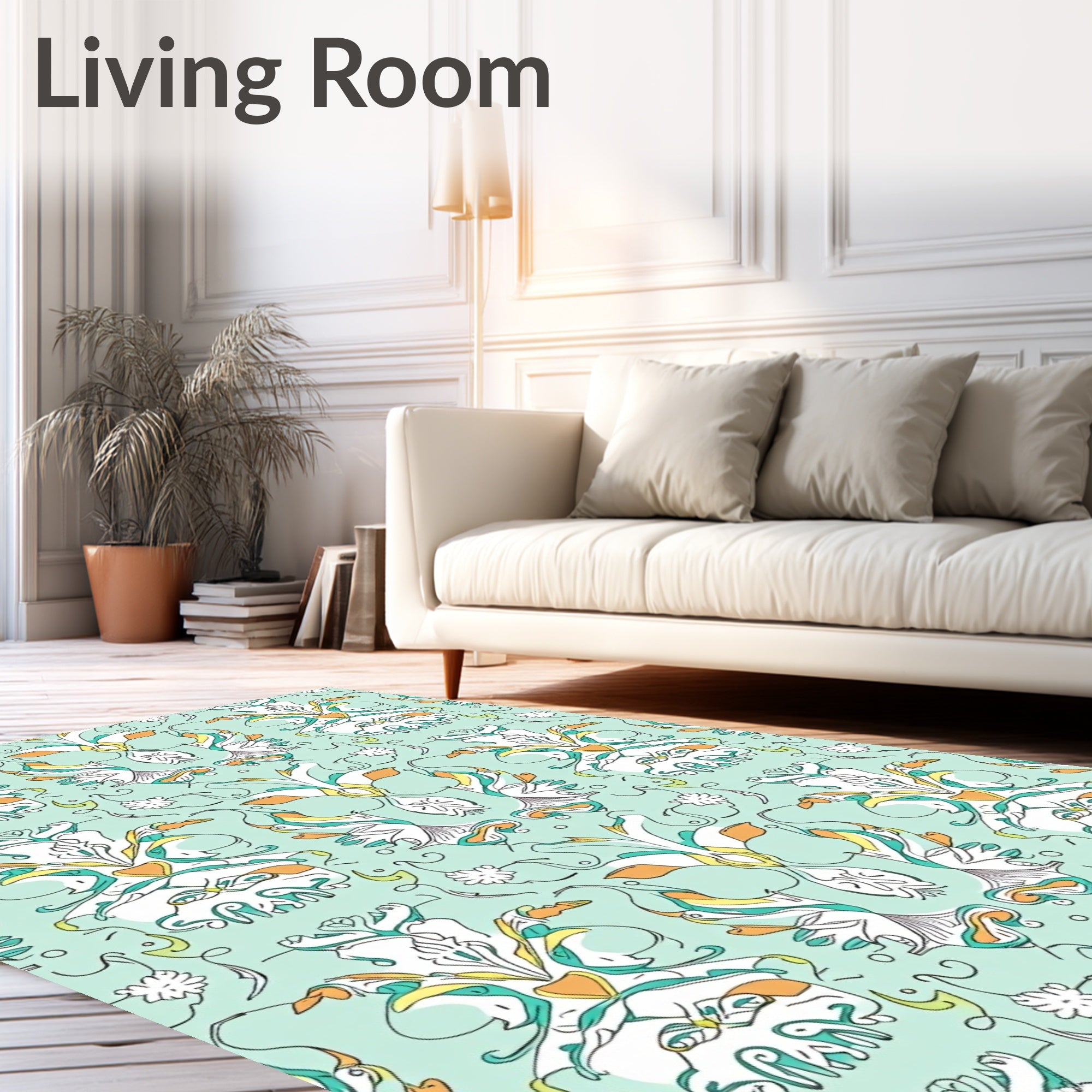 Ornate Floral Swirl Design Rug