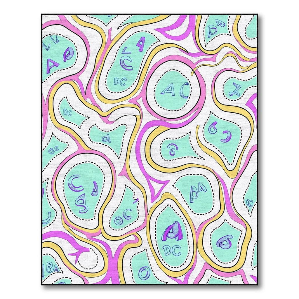 Whimsical Abstract Alphabetic Flow Rug
