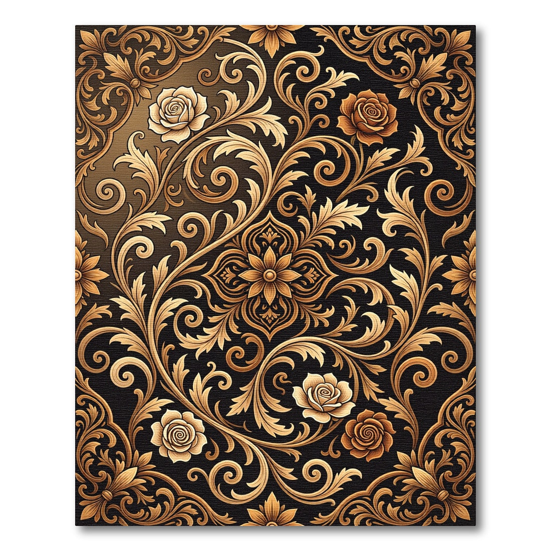 Gilded Rose Floral Scrollwork Rug