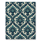 Elegant Teal Damask Scroll Filigree Rug