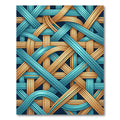 Interwoven Teal and Golden Abstract Weave Rug