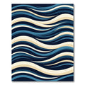 Abstract Navy and Cream Flowing Wave Rug