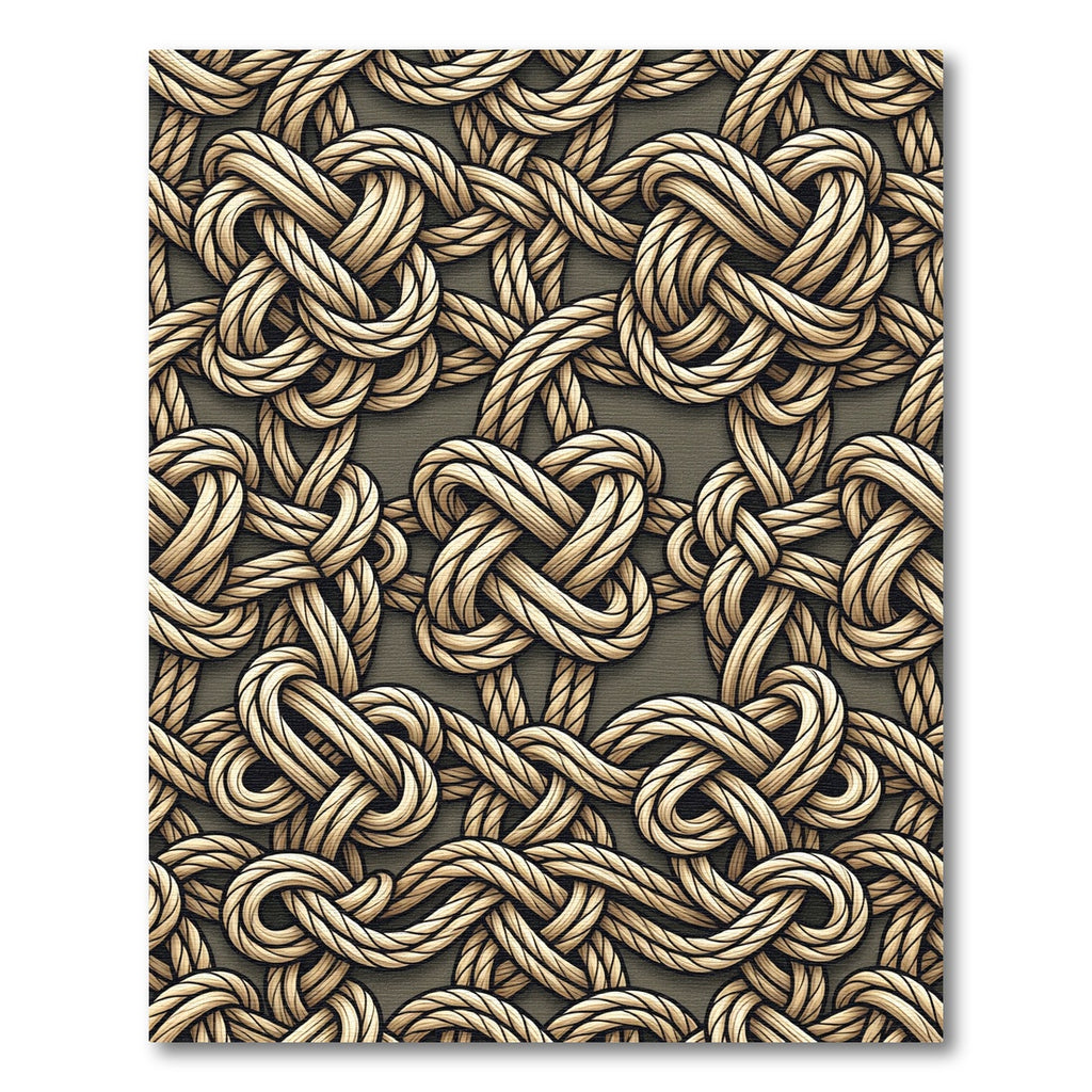 Tan Woven Knot Abstract Composition Rug