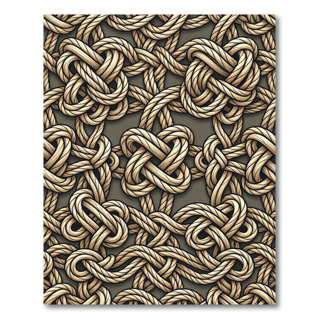 Tan Woven Knot Abstract Composition Rug