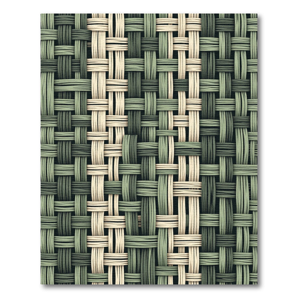 Sage and Cream Woven Textured Grid Rug