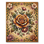 Antique Golden Rose Floral Bouquet Rug