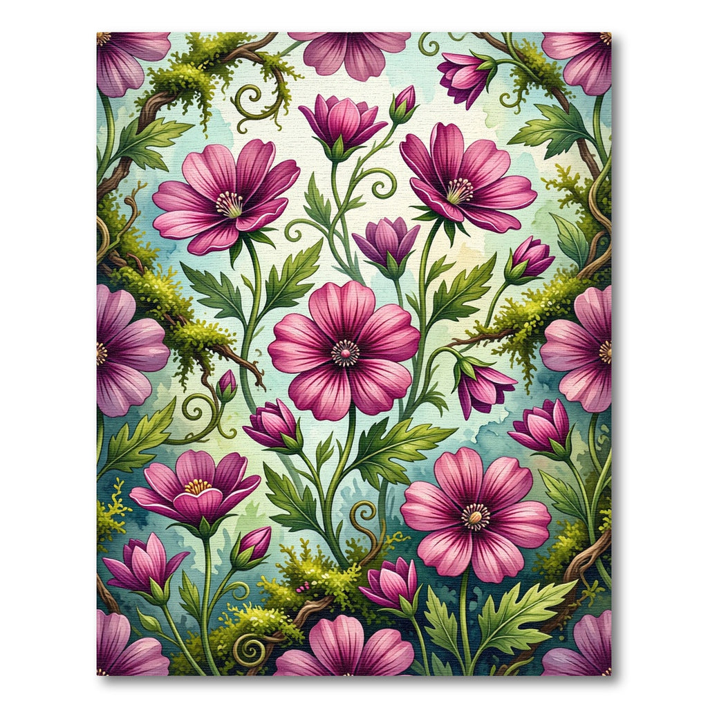 Enchanted Magenta Blossom Woodland Meadow Rug