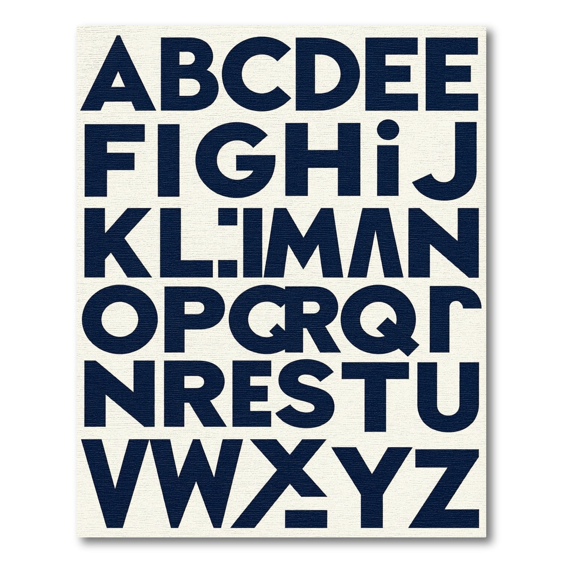 Navy Alphabet Typographic Minimalist Statement Rug