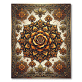 Ornate Amber Rose Floral Medallion Rug
