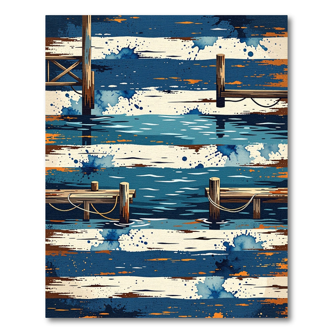 Coastal Blue Wood Splatter Water Rug