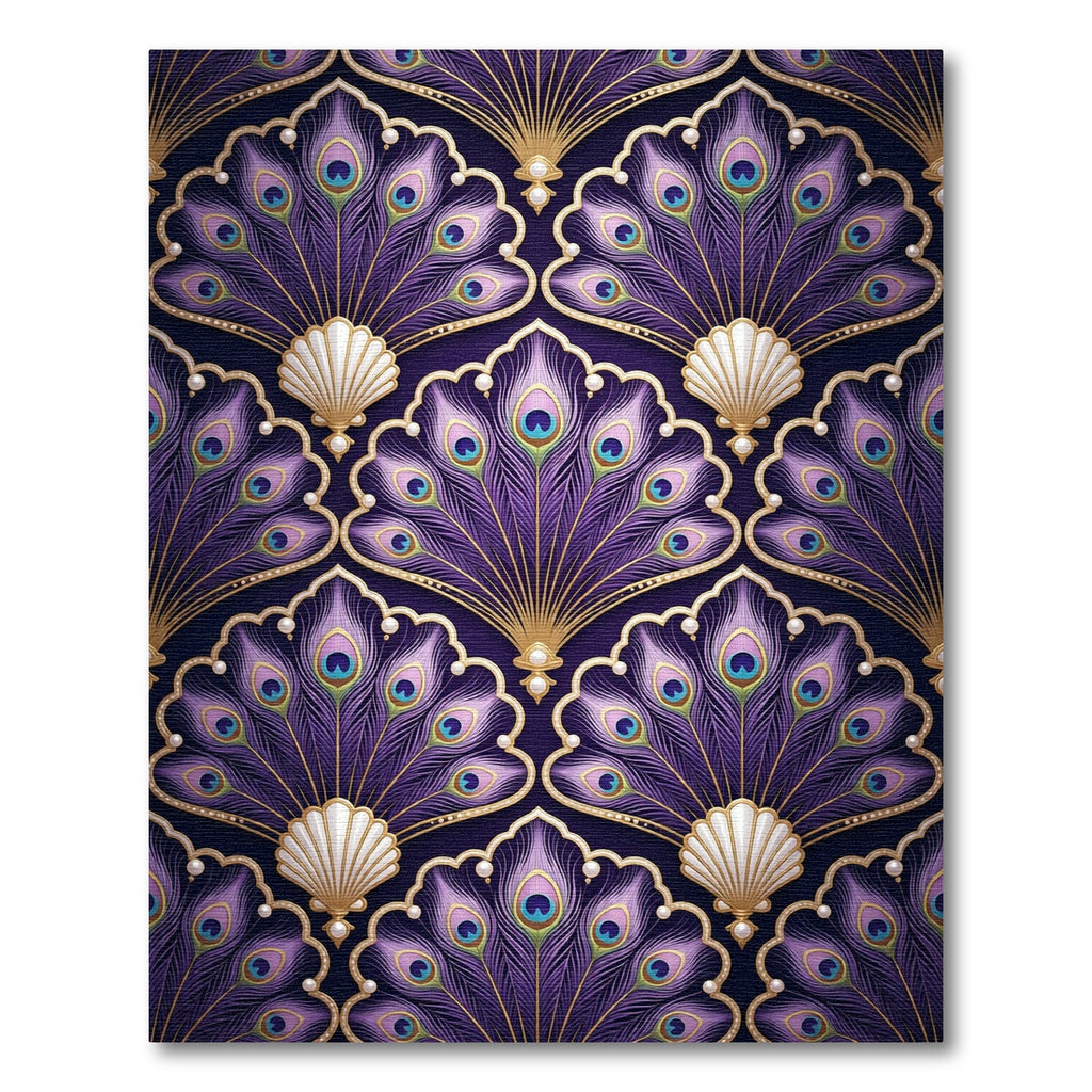Rich Purple Peacock Feather Scallop Rug