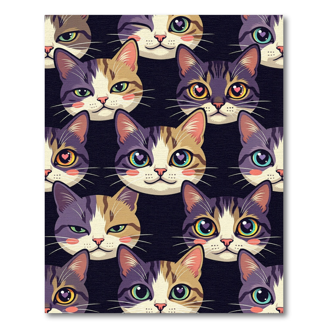 Whimsical Colorful Cat Face Medley Rug