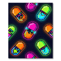 Neon Retro Pixel Art Pill Rug