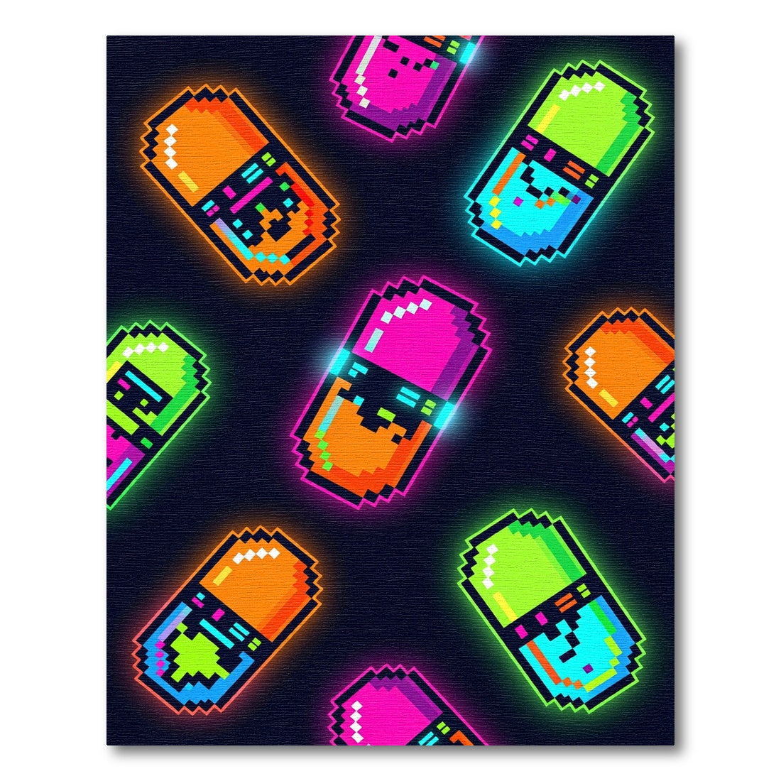 Neon Retro Pixel Art Pill Rug