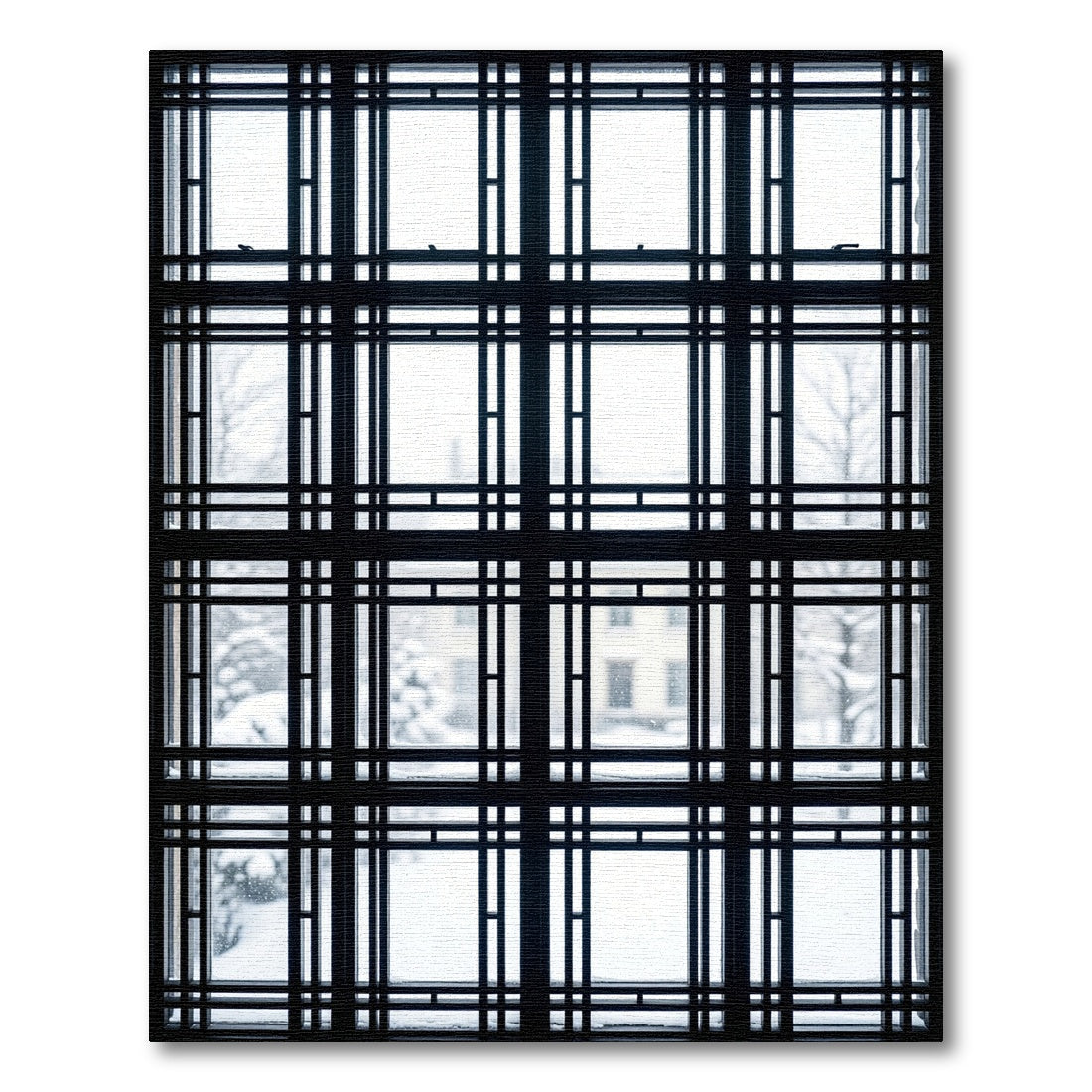 Monochromatic Black Grid Window Pane Rug