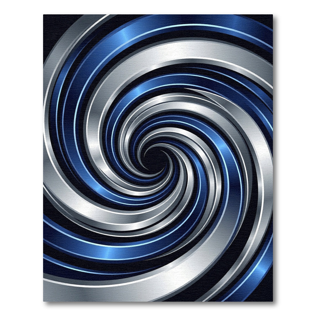 Modern Metallic Blue Silver Swirl Rug