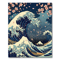 The Great Wave and Cherry Blossom Rug