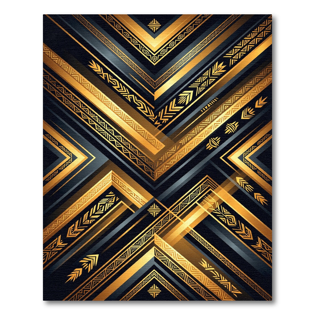 Bold Gold Geometric Tribal Stripes Rug