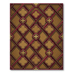 Golden Clover Lattice Red Frame Rug