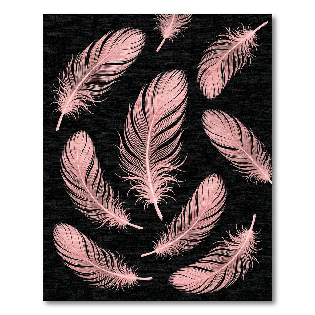 Elegant Blush Pink Floating Feather Art Rug