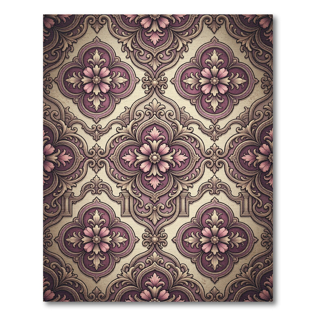 Ornate Plum Floral Medallion Rug