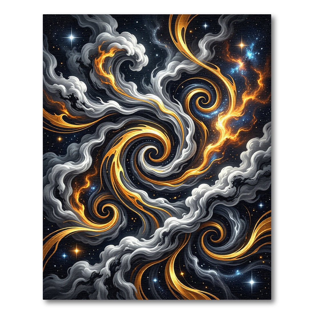 Golden Celestial Swirl Starry Night Rug