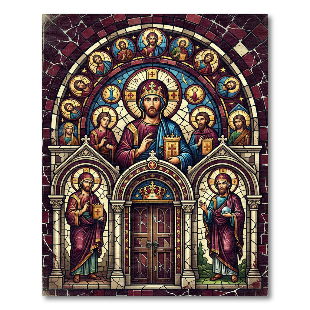 Stained Glass Cathedral Saint Icon Rug