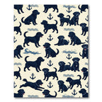 Playful Black Labrador Nautical Anchor Illustration Rug