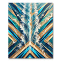 Abstract Nautical Blue and Gold Wave Rug